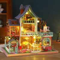 Cutebee Wooden Doll House Kit Miniature with Furniture Light Jungle Resort Toys Roombox for s, Birthday Gifts