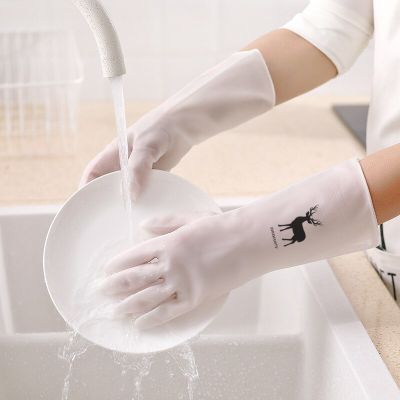 Transparent White Dish Gloves Womens Durable Rubber Waterproof Plastic Clothes Kitchen Household Cleaning NOT Disposable Gloves Safety Gloves