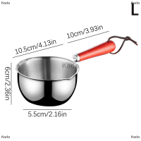 Kada หม้อน้ำมันสแตนเลสมีด้ามจับไม้ขนาด120มล. 200มล. หม้อต้มนมขนาดเล็กกันไฟลวกเครื่องมือในครัวอุปกรณ์ทำอาหาร