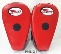 Twins  Special focus mitts PML-21 Red Black  for Training Muay Thai MMA K1 เป้ามือทวินส์ สเปเชี่ยล แบบโค้ง หนังแท้ สีเเดง-ดำ สำหรับเทรนเนอร์