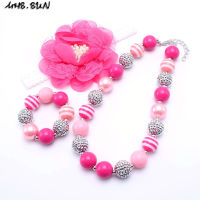 &amp;Headband Set Newest Bubblegum Beads Chunky Necklace Jewelry Set For Children Girl