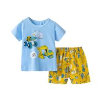 SAILEROAD Children Excavator Pajamas For Boys 2022 Summer Cotton Pyjamas Set Kids Pijama Short Sleeve Home Wear Sleepwear Suits