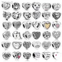 Silver Plated Heart Shaped Mom Tree Music Charms Beads Fit Handmade Pandora Bracelets Necklaces for Women Men Jewelry