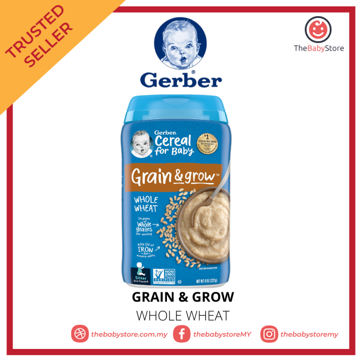 Gerber Baby Cereal Grain & Grow Whole Wheat 2nd Food Makanan baby 227g