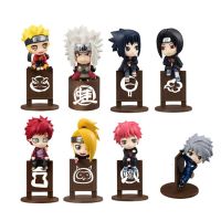 [AhQ ornaments] 8ชิ้น/เซ็ตชา Art แผ่นอะนิเมะ Naruto Action Figures น่ารัก Kakashi Sasuke Itachi Jiraiya Deidara Gaara Pvc Collection ของเล่น