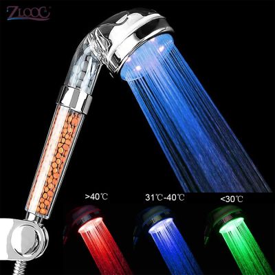 Zloog Bathroom Hot 3/7 Color Changing LED Shower Head Temperature Control High Pressure Hand Anion Filter Spa Shower Head Showerheads