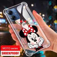 Motorola MOTO G73 G14 G53 5G G13 G23 G72 G52 G22 G82 G62 5G G10 G20 G30 G60 G60s G32 G42ใสเต็มรูปแบบมินนี่เมาส์คริสตัลแอร์ป้องกันมุมเคสใสเคสกันกระแทก