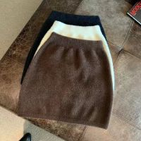 High Waist Sexy Slim Women Furry Mini Skirt Autumn Winter Solid Faux Mink Fleece A Line Skirt Y2K Korean Elegant All Match Skirt