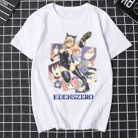 เสื้อยืดแบรนด์เสื้อยืดผู้ชายสไตล์ป๊อปยูนิเซ็กซ์อะนิเมะญี่ปุ่น Kawaii Waifu Rebecca Bluegarden EDENS ผ้าฝ้ายท็อปส์ซูคอรอบใหม่ขายส่งตลก