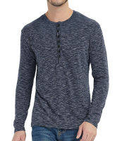 ผู้ชาย Henley COLLAR T เสื้อ Casual SLIM FIT เสื้อยืดแขนยาวชายปุ่มคอเสื้อชายสไตล์เสื้อผ้าสวม TShirt