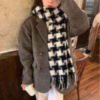 【CW】 BeeHouse Houndstooth plaid winter scarves for women shawls warm wraps cashmere neck headband hijabs cooling scarfnew2021
