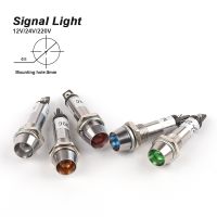 5Pcs Metal Signal Indicator Light 12V 24V 220V Panel Power Supply Signal Light LED Light Signal Convex Light 5 Colors XD8-1 8mm