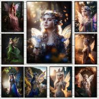 Flower Of Life And Marvelous Gothic Fairy Poster Print Canvas Painting Wall Art Picture for Living Room Home Decor Frameless