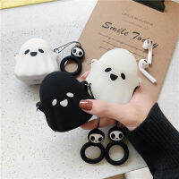 สไตล์น่ารัก3D Ghost ซิลิโคนบลูทูธไร้สายเคสหูฟังสำหรับ Apple AirPods 1 2เคสป้องกันรูปแบบกะโหลกศีรษะนิ้วมือ