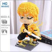 HC 6023-5 Anime Demon Slayer Agatsuma Zenitsu Warrior Monster Model Mini Diamond Blocks Bricks Building Toy for Children no Box