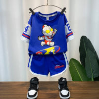 Ultraman Clothes Boys Suit Summer 23 New Fashion Baby Fried Street Short Sleeve Childrens Casual Summer Fashion