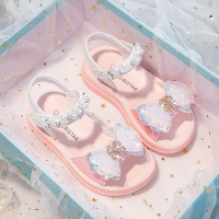 PU Leather Princess Sandals For Girls Rhinestone Diamond Bow Fashion Birthday Party Shoes For Teenage Travel Beach Footwear2023