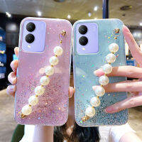 เคสโทรศัพท์ Vivo Y17sกับแฟชั่นโซ่มุกสายคล้องมือBlingเลื่อมการออกแบบใสปลอกซิลิโคนอ่อนนุ่มกรณีเคส Vivo Y17s สำหรับสาวเคสโทรศัพท์