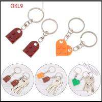 OKL9 2PCS แฟชั่น น่ารัก มิตรภาพ หัวเข็มขัด พวงกุญแจ การสร้างบล็อกพวงกุญแจ จี้หัวใจ