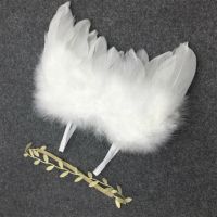 Baby Newborn Angle Feather Wing And Olive Branch Headband Photograph Prop Suit Infant Clothes Suit