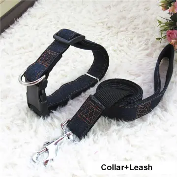 Prime Pup Denim Dog Collar And Leash