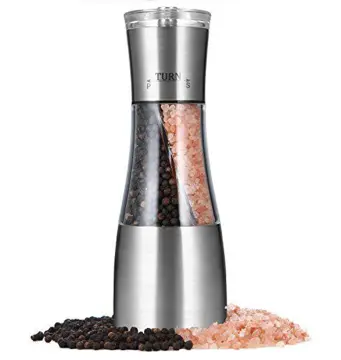 Acrylic Combo Pepper Mill and Salt Shaker with Adjustable Coarseness  Ceramic Mechanism, Easy to Use