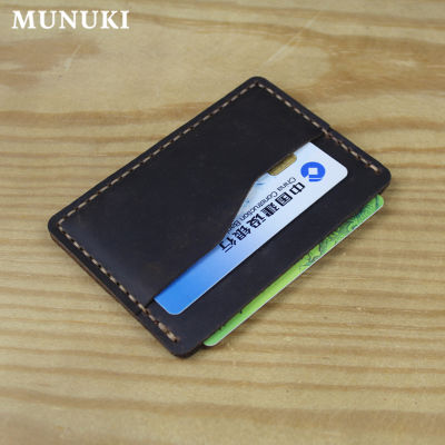 MUNUKI เคสหนังแท้เครซี่ฮอร์สสำหรับผู้ชาย,ที่ใส่บัตรแบบบางสำหรับผู้หญิงเคสหนังใส่บัตรเครดิตแบบมินิมอลกระเป๋าใส่นามบัตรปี MC413