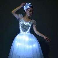 LED Womens Dress Light Up Ballet Costume Stage Performance Ballerina Cosplay Outfit For Adult Glowing Wings Dance Props Fancy