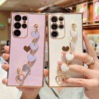 【Sell Well】FDD  หรูหรา Electroplated รักสร้อยข้อมือหัวใจสำหรับ Samsung Galaxy S22 S21 S20 ULTRA FE A52 A53 A12 A13รูปแบบ