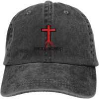 Rooted in Christ Religious Christian Adjustable Baseball Caps Denim Hats Retro Cowboy Hat Cap for Men Women Sport Outdoor