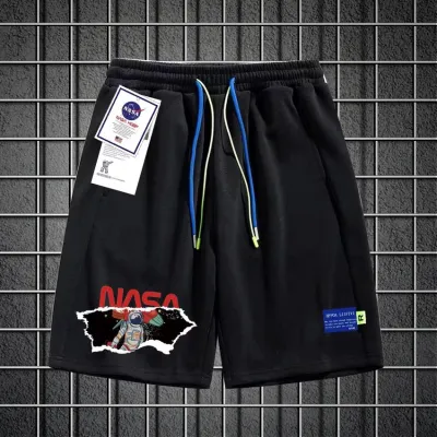 Bermuda กางเกงขาสั้น แบบผูกเชือก พิมพ์ลายนักบินอวกาศ Nasa สไตล์เกาหลี วินเทจ ฤดูร้อน สําหรับผู้ชาย