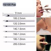 【LZ】∈  Agulhas descartáveis estéreis Body Piercing Agulha de tatuagem médica Umbigo Nipple and Lip Ring Kit Ferramenta de aço cirúrgica 50 100Pcs