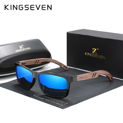 KINGSEVEN Brand Design TR90 Walnut Wood Handmade Sunglasses Men Polarized Eyewear Accessories Sun Glasses Reinforced Hinge