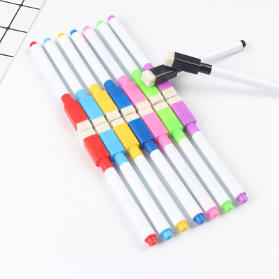 8 Pcslot Colorful black School classroom Whiteboard Pen Dry White Board Markers Built In Eraser Student childrens drawing pen
