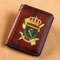 ZZOOI High Quality Genuine Leather Men Wallets Guardia Civil Symbol Printing Short Card Holder Purse Luxury Brand Male Wallet