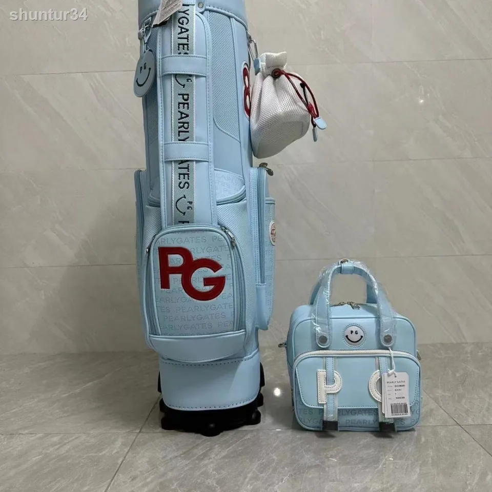 ✠ PEARLY GATES golf bag 23 spring female letter one-shoulder oblique bag  two-wheel smiling face pull wheel bag