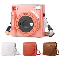 【คุณภาพสูง】✨Free Sticker✨Fujifilm Instax Square SQ1 Case PU Camera Bag Transparent Clear Cover
