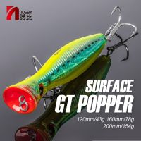 【LZ】▧✜☾  Noeby grande jogo popper iscas de pesca 12cm43g 16cm78g 20cm154g topwater wobbler artificial isca dura para gt isca de pesca de água salgada