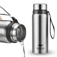 ▽☸﹍ Water Bottle 600 800 1000ml Straight 304 Stainless Steel Vacuum Thermal Flask Thermos Mug with Lid