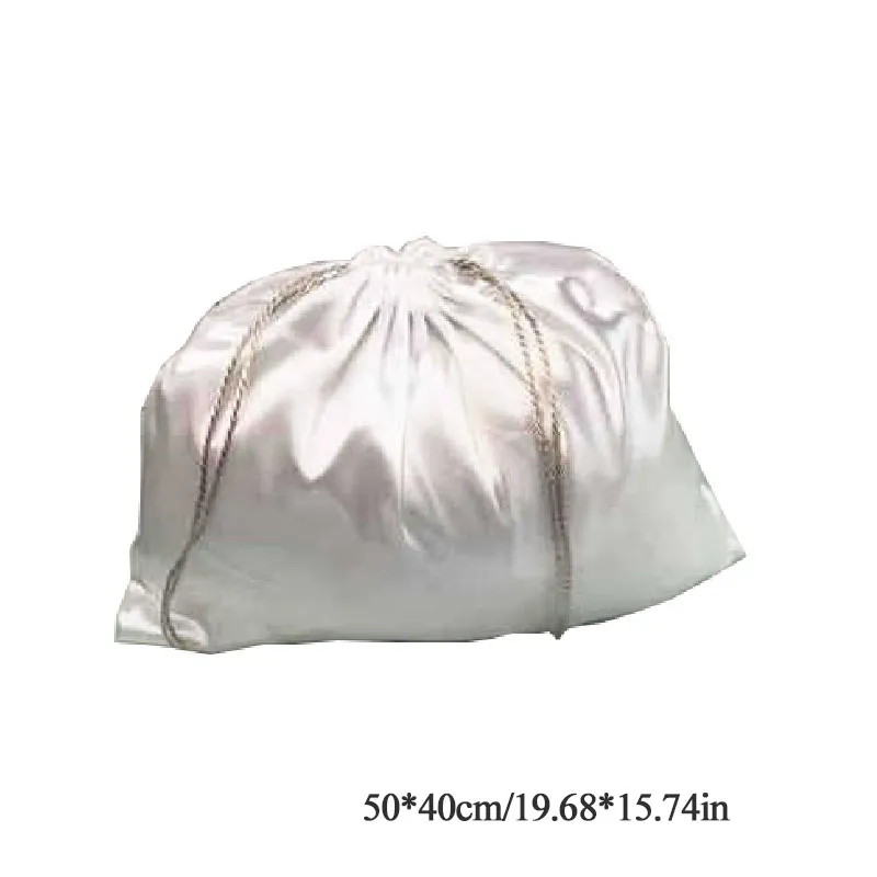 1PC Anti-dust Bag Beam Pocket Drawstring Bag Storage Bag Packaging Bag  Satin Environmental Smoothly Shoes Bag Silver