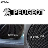 ลำโพงสเตอริโอป้ายสติ๊กเกอร์โลโก้ลำโพงอลูมิเนียม3มิติ4ชิ้นสำหรับ Peugeot 206 207 307 3008 2008 308 408 508 301อุปกรณ์เสริม208