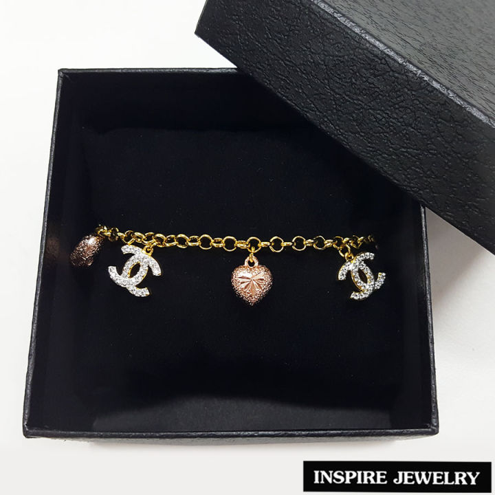 inspire-jewelry-สร้อยข้อมือ-design-cn-สวยหรู-ห้อยหัวใจ-pink-gold-ตัวเรือนกำไลหุ้มทอง-24k-ฝังเพชรcz-สวยหรู-พร้อมกล่อง