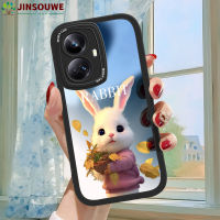 เคสมือถือ Jinsouwe สำหรับ Realme 10 Pro Plus Realm10pro 5G + 5G เคสสำหรับเด็กผู้หญิงลายการ์ตูนกระต่ายปกหนังกระจกเต็มตัว