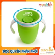 CỐC TẬP UỐNG 360 ĐỘ CHỐNG ĐỔ MUNCHKIN CÓ NẮP 207ML-XANH LÁ