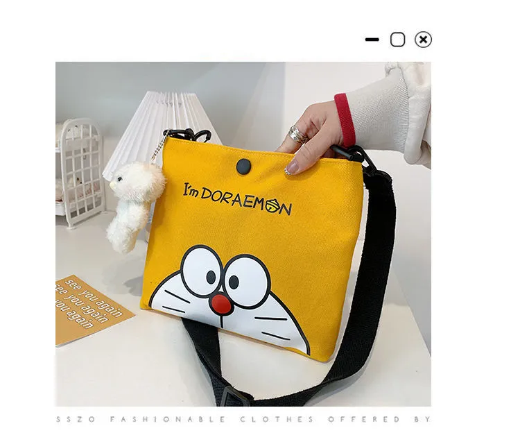 Lady Doraemon Cartoon Print Canvas Bag Cute Doraemon One Shoulder Messenger  Bag Stationery Storage Bag | Lazada PH