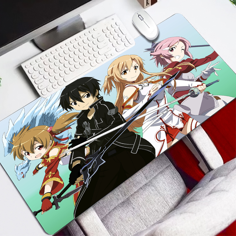 Gaming Mouse Pads Glowing LED Cool Ninja Character Anime Mouse Pad Office Table Mat Extra Large Mouse Pad with Non Slip Rubber Base 1000x500mm