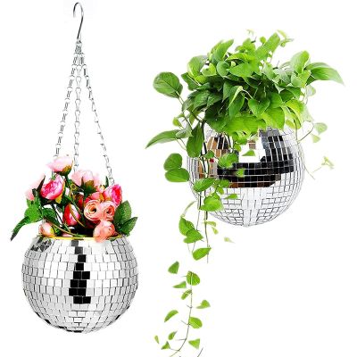 【CC】 1PCS Disco Vase Wall Hanging Pot Pots Rope Flowerpot Balcony