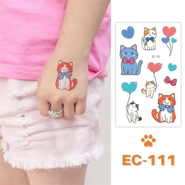 24-kinds-cute-cartoon-tattoo-stickers-for-children-faux-tatouage-temporaire-disposable-cat-dog-pets-temporary-waterproof