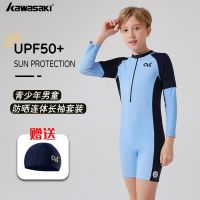 original 2023 New Fashion version Kawasaki childrens swimsuit big children fat one-piece youth student wetsuit full body new equipment mens swimsuit