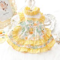 Retro Ruffle Lolita Dog Clothes Kawaii Tiered Flower Plaid Dress Small Dogs Clothing Cat Summer Korean Fashion Kawaii Pet Items Dresses